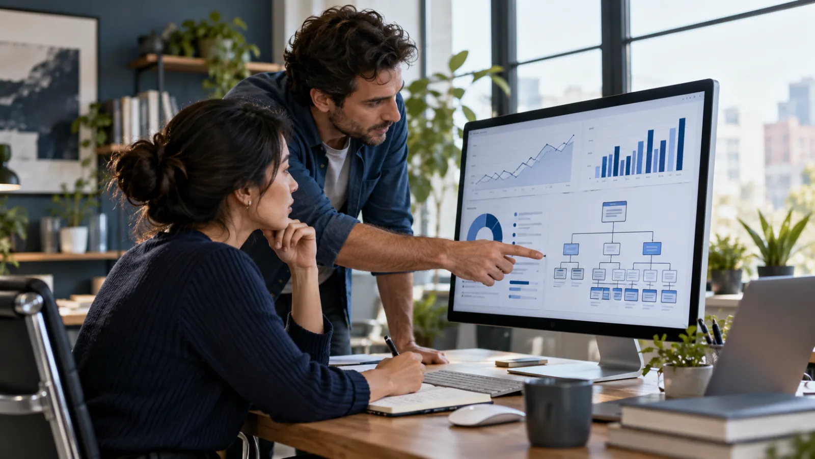 SEO strategists reviewing search analytics and site architecture