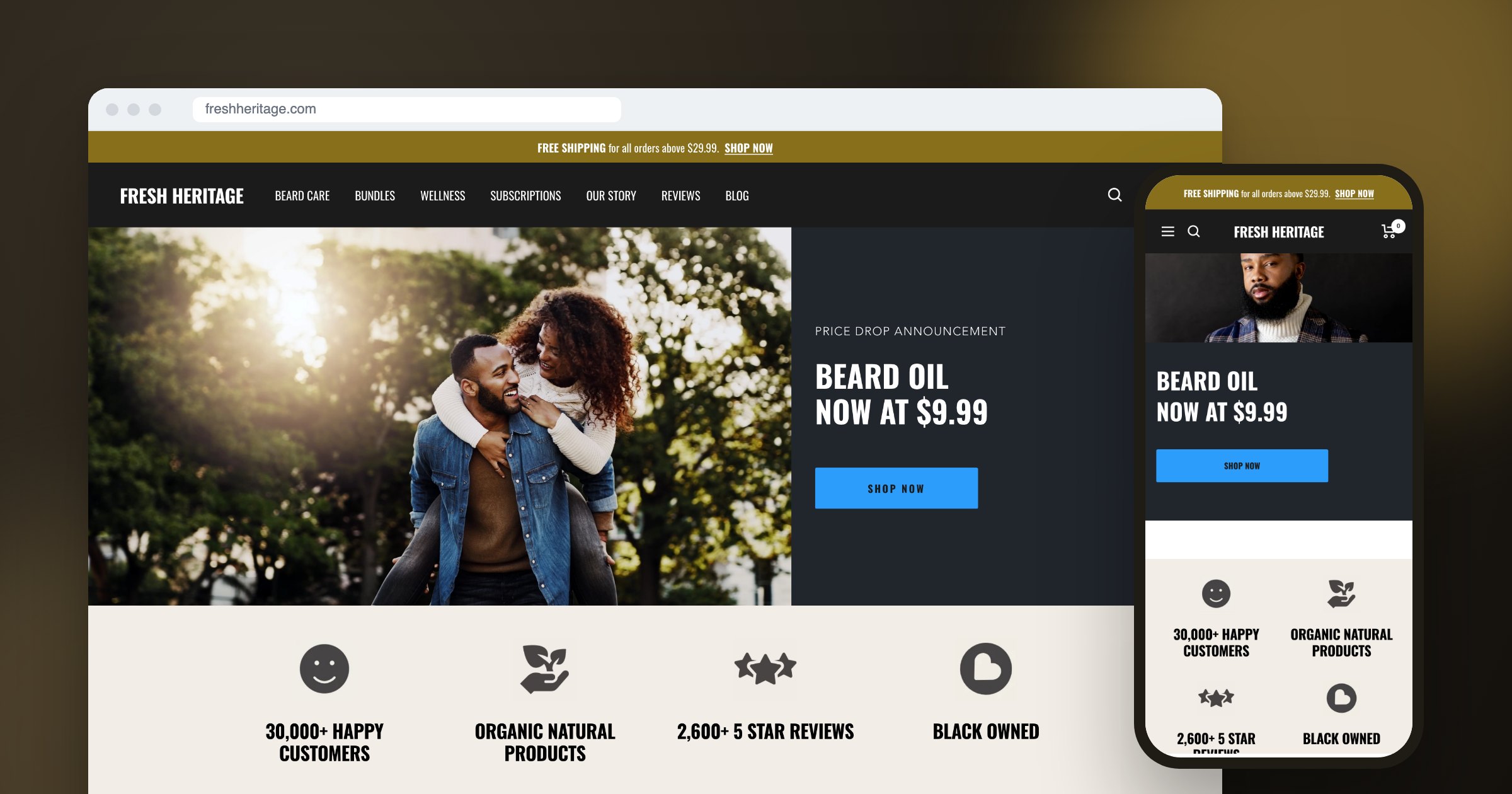 Fresh Heritage men's grooming eCommerce website