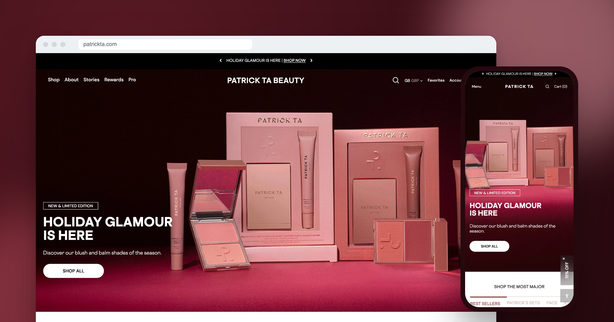 Patrick Ta Beauty eCommerce website