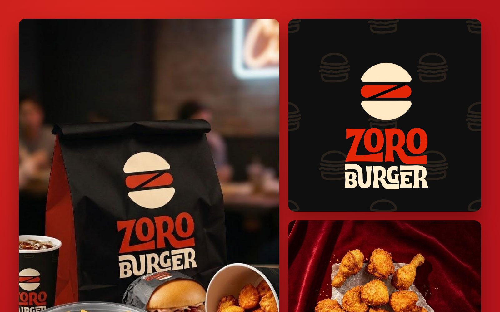 Zoro Burger brand identity and packaging